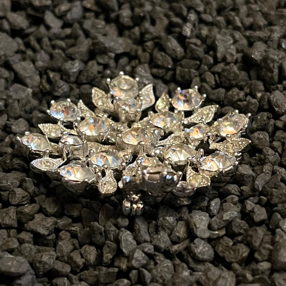 Vintage Bogoff Clear Rhinestone Snowflake Brooch … - image 6